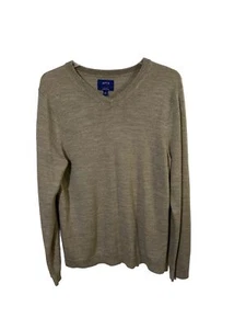 Apt 9 Sweater Pullover Men Size Medium Gray Merino Wool Blend Vneck - Picture 1 of 5