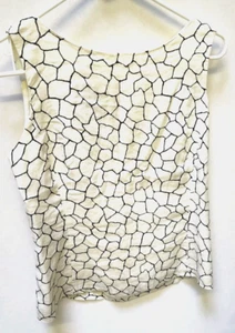 Liz Claiborne Collection Womens Top 4 Ivory Black Print Linen  - Bild 1 von 6