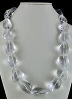 Natural Rock CRYSTAL QUARTZ Beads Engraved Cabochon 1 Line 1172 Carats Gemstone Classic NECKLACE