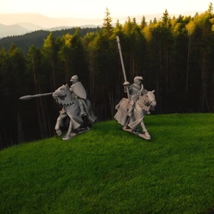 Mounted Early 100yr War Knights Bascinets X2 28mm Medieval Wargames Collectors - Picture 1 of 11