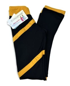 ChloeNoel Ice Figure Skating Pants Black Leggings Gold Yellow Spiral Child's XS - Picture 1 of 8