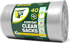 BIN IT 40 Clear Large 70L Strong & Secure, Tie Top, Recycling Sacks, Bin Bags, -