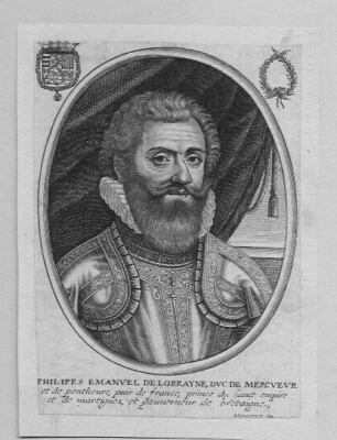 MONCORNET gravure  cuivre 17ème portrait Ph.Emmanuel de LORRAINE Duc de Mercoeur - Photo 1/2