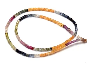 Piedras preciosas naturales multi zafiro tamaño 2,5 mm cuentas rondelle facetadas hilo de 14" - Imagen 1 de 8