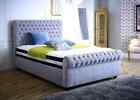 Scroll Chesterfield Sleigh bed Frame||mattress|| gaslift||Plush