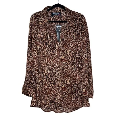Inner Circle Accordion Pleated Top Plus Size 3X Brown Leopard Print NWT Mob - Image 1 of 4