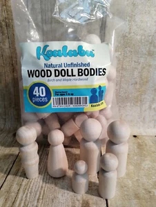 Natural Unfinished Wooden Peg Doll Bodies People Shapes Birch & Maple 40pcs - Picture 1 of 4
