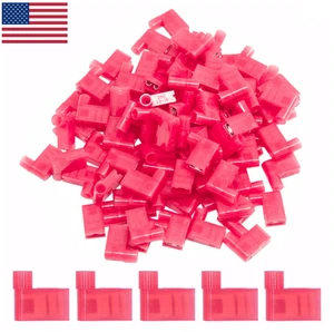 100x Nylon Female Flag Terminal Right Angle Electrical Wire Spade Connectors Red - Picture 1 of 12