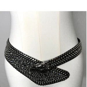 Cintura vintage anni 80 Kippys personalizzata oro strass aquila bling pelle metallizzata 2qaA - Foto 1 di 10