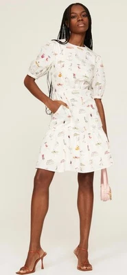 BOSS белый причудливый Cali Daranta платье размер 6 дизайнерский Рекомендуемая розничная цена производителя $398 повседневный вечеринки - Изображение 1 из 4