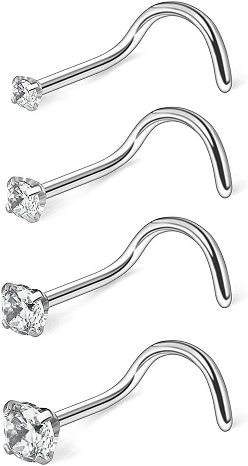 22G 1,5 мм 2 мм 2,5 мм 3 мм круглый бриллиант CZ нос винт запонки кольца пирсинг ювелирных изделий - Изображение 1 из 2