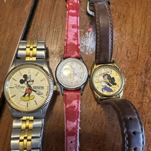 DISNEY LOT OF 3 MICKEY MOUSE, Minnie Mouse Esmerelda  WATCHES  ALL NEED BATTERY - Picture 1 of 1