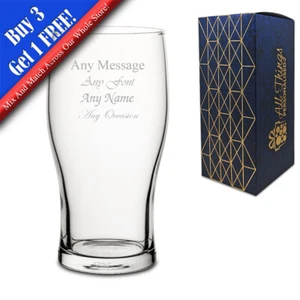 Personalised Engraved Pint Glass Fathers Day Birthday Best Man Usher Stag Party - Picture 1 of 2