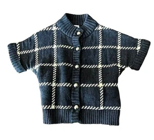 Janie & Jack Size 18-24 Months Gray Soft Cotton Windowpane Plaid Belted Sweater - Picture 1 of 5