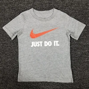 Nike Shirt Boys 4 Gray Just Do It Center Swoosh School Casual Basketball Tee - Picture 1 of 9