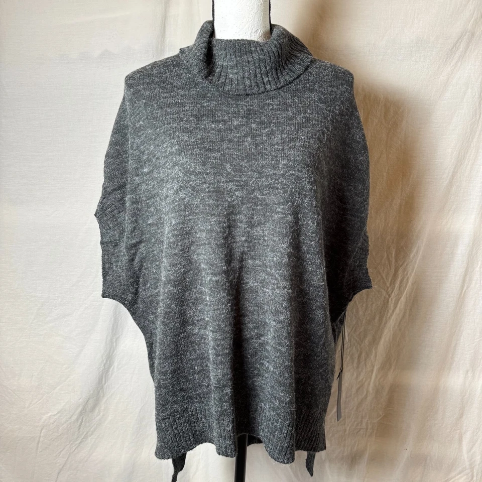 Novo com etiquetas Poncho Feminino BCBGMAXAZRIA Cinza Urze Kimono Gola Alta Tamanho XS/S $268 - Imagem 1 de 4