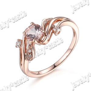 Wedding Morganite Prong Setting Ring Solid 10K Rose Gold Natural Diamond Antique