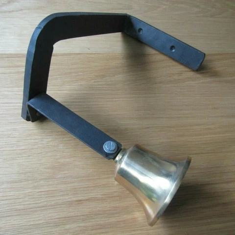 BRASS SHOP DOOR BELL + HEAVY CAST IRON BRACKET Entrance bell old rustic vintage Cover