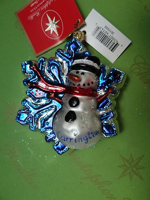 Christopher Radko Snowman Children's Art Project Glass Ornament