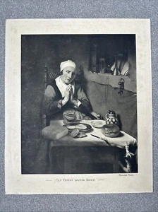 Nicolaes Maes seltene antike Gravur William Bicknell alte Frau Gnade Gebetsrel - Bild 1 von 13