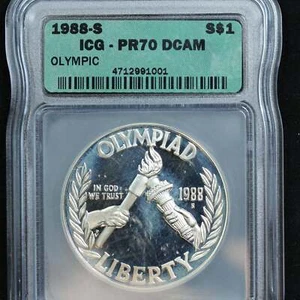 1988-S $1 Olympic Commemorative Silver $1 - ICG PR70 DCAM - Picture 1 of 6