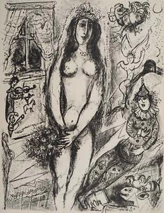 Marc CHAGALL : Cirque, Le voile de la mariée, Lithographie originale - Imagen 1 de 7