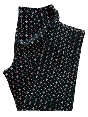 Calça de veludo David Brooks Petite feminina tamanho 10P preta estampa rosa - Imagem 1 de 4