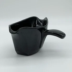 Vintage Sleek Frankoma Double Spout Handled Sauce Gravy Boat Black #6S - Picture 1 of 10