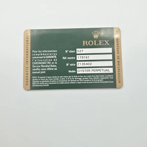 Rolex Garantiekarte nur - Datum nur 179161 Original Authentic - Bild 1 von 2