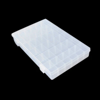 Caja de almacenamiento de anillos de joyería ajustables transparentes 36 ranuras contenedor de plástico organizador Foto 1 de 4
