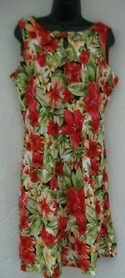 White Stag Women Shift Dress size 18 red Floral Sleeveless zipper polyester - Image 1 of 4