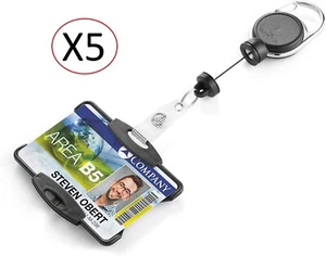DURABLE 868901 lot de 5 porte-badges cartes avec enrouleur noir extra fort NEUF - Imagen 1 de 1