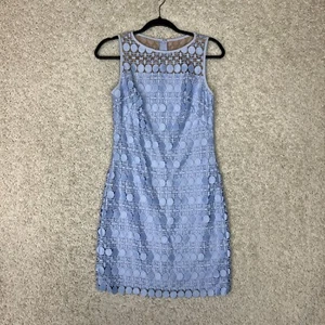 Ralph Lauren Sheath Dress Womens 2 Periwinkle Blue Lace Mesh Old Money Preppy - Picture 1 of 11