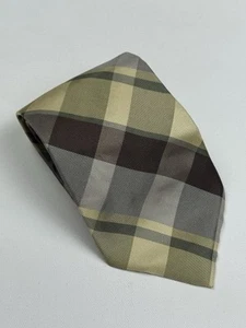 NWT IZOD 100% Silk Oversize Plaid Necktie Yellow Gray Brown 56"L x 4"W - Picture 1 of 8