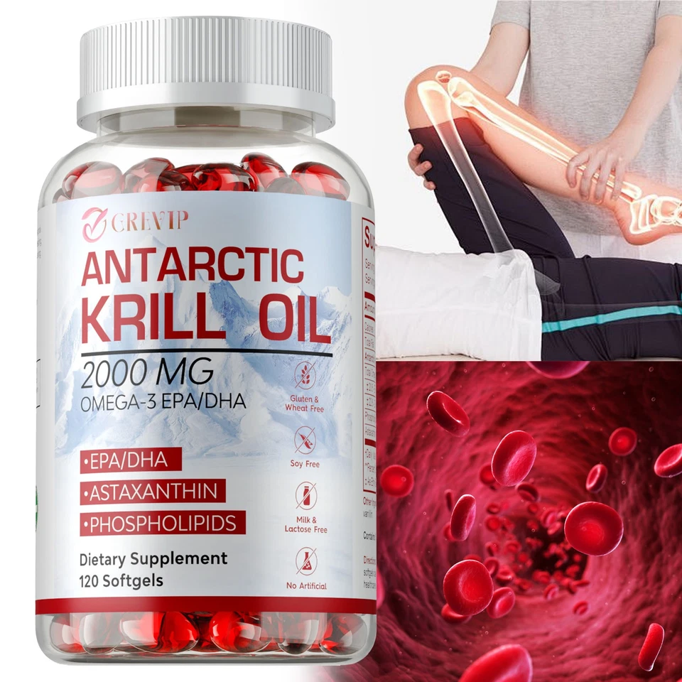 Antarctic Krill Oil 2000mg - with Omega-3 EPA, DHA , Astaxanthin & Phospholipids - Image 1 of 4