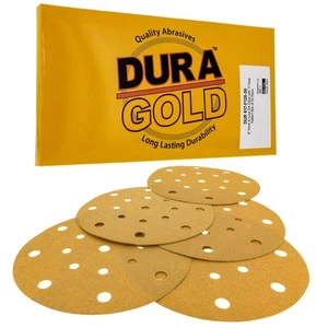 Premium 6" Gold Sanding Discs - 120 Grit (Box of 50) - 17 Hole Pattern Dustle... - Picture 1 of 6