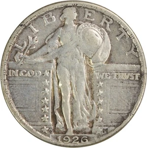 1926-D Stehende Freiheit Silber Viertel ss ungeprüft #1154 - Bild 1 von 2