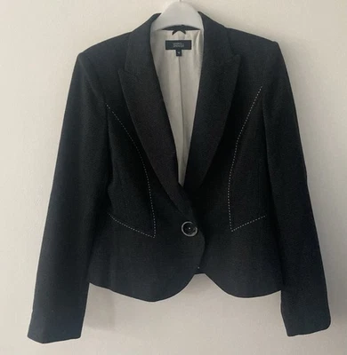 Marks Великобритании 8 США 4 угольно-серый и черный костюм блейзер куртка с наплечниками - Изображение 1 из 4