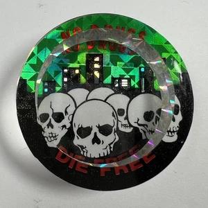 POG No Drugs Die Free Skulls Plastic Slammer Thick Acrylic 90's - Picture 1 of 5