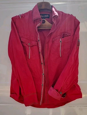 House of Lords Shirt Mens XL Red Long Sleeve Button Up Grunge  - Image 1 of 4