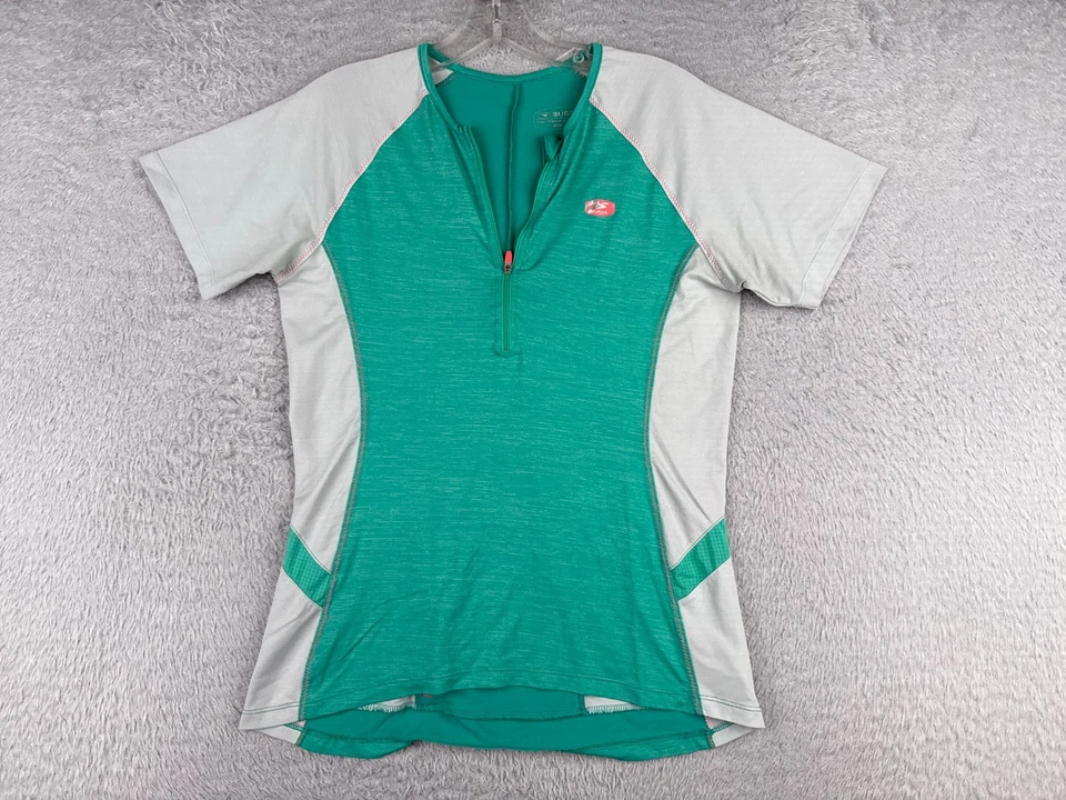 Sugoi Cycling Jersey Women Medium Teal 1/2 Zip Short Sleeve Polyester Pockets - Image 1 of 4