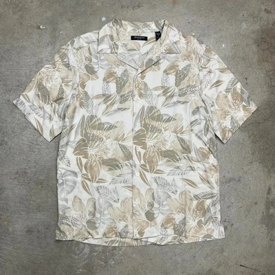 Brandini 100% Hawaiian silk camp collar short sleeve button shirt Small beige - Image 1 of 4