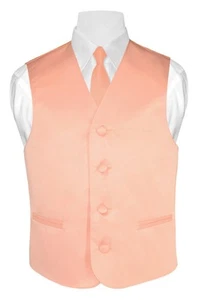 BOY'S Dress Vest & NeckTie Solid PEACH Color Neck Tie Set for Suit or Tuxedo - Picture 1 of 3