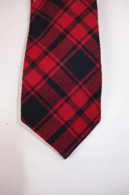 Corbata ajustada BAR III roja y negra a cuadros 100 % algodón NUEVA Foto 1 de 2