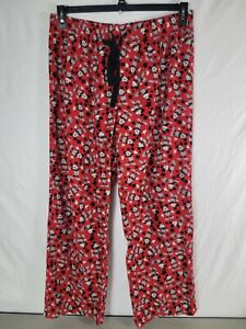 DISNEY STORE Womens Red Black Mickey Mouse Lounge Pajama Pants Flannel Large