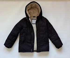 Abercrombie Kids Boys Black Parka Coat with Fur inside Size 9/10 - Picture 1 of 8