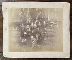 1890s Northwest Logging Camp Lumberjacks & Women Group Mounted Photograph 10x12