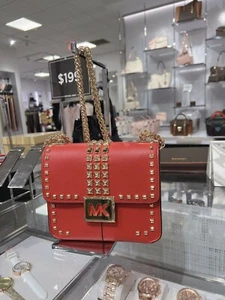 NWT Michael Kors Sonia Small Flame Studded Leather Shoulder Crossbody Handbag - Picture 1 of 10