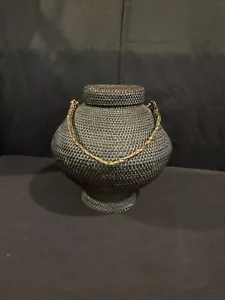 Antik philippinischer Ifugao gewebter Reiskorb mit Deckel/Volkskunst Z1111 - Bild 1 von 7