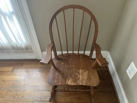 Vintage Child Toddler Rocking Chair Hedstrom Oak Hill W/Original Tag 28" Cover